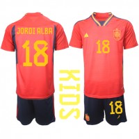 Spain Jordi Alba #18 Replica Home Minikit World Cup 2022 Short Sleeve (+ pants)